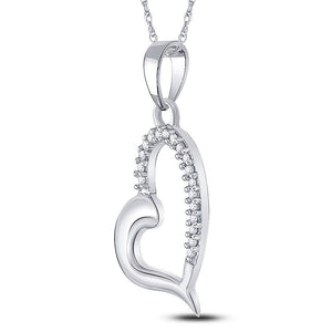 Radiant Love: 10kt White Gold Diamond Heart Pendant - Splendid Jewellery