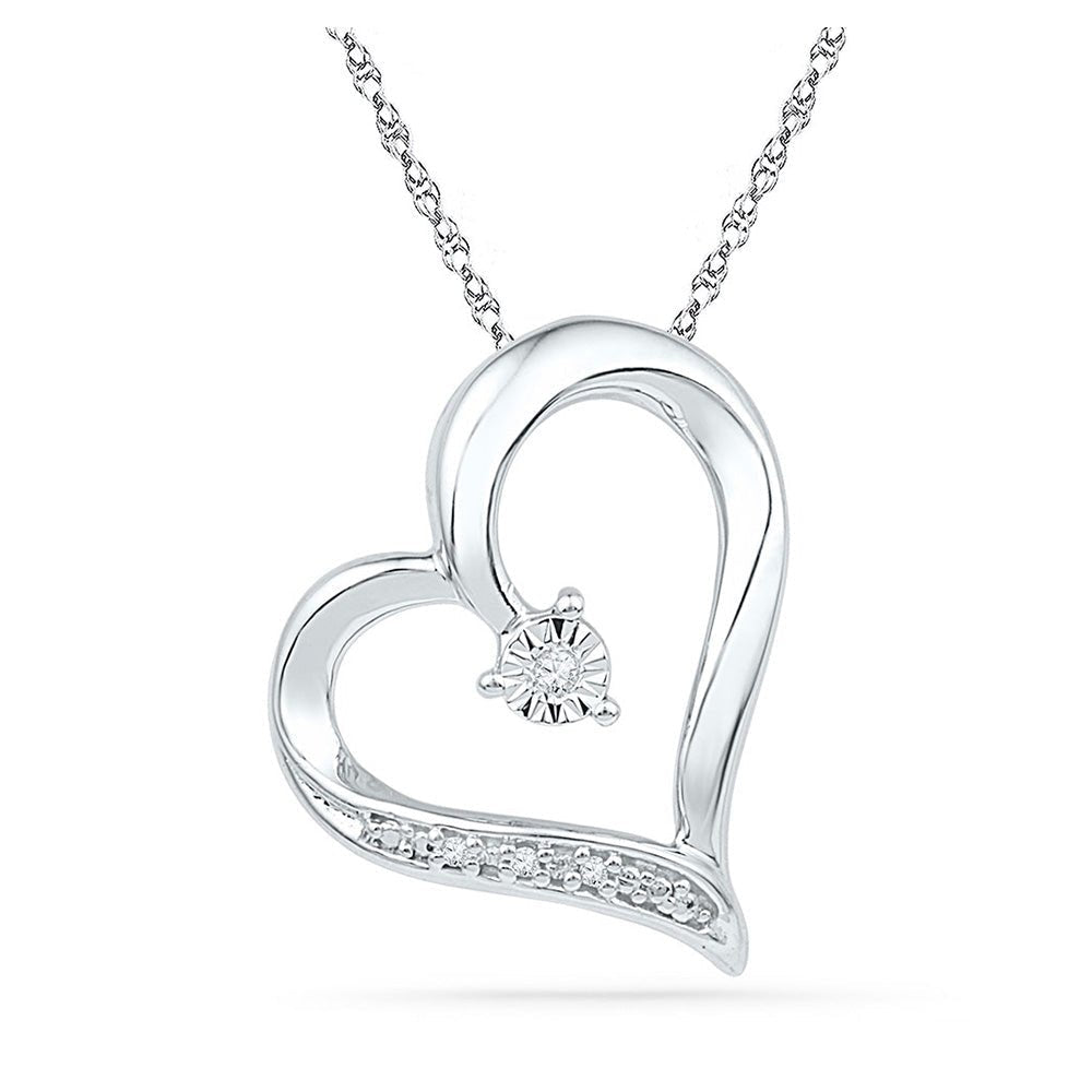 Radiant Love: 10kt White Gold Diamond Heart Pendant - Splendid Jewellery