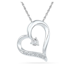 Radiant Love: 10kt White Gold Diamond Heart Pendant - Splendid Jewellery