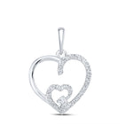 Radiant Love: 10kt White Gold Diamond Heart Pendant Top view from the 10Kt White Gold Womens Round Diamond Fashion Heart Pendant 1 10 Cttwpin280151 collection by Splendid Jewellery