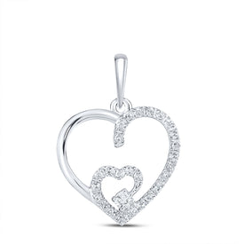 Radiant Love: 10kt White Gold Diamond Heart Pendant Top view from the 10Kt White Gold Womens Round Diamond Fashion Heart Pendant 1 10 Cttwpin280151 collection by Splendid Jewellery