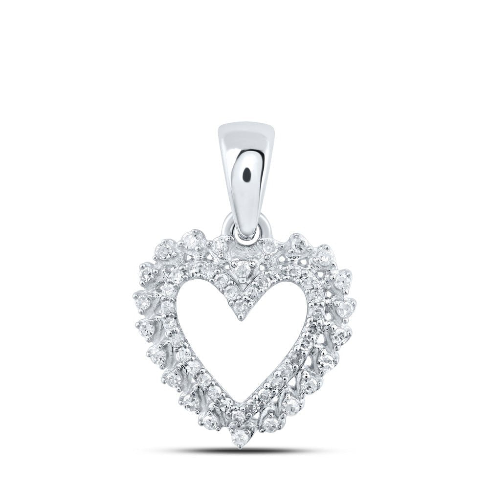 Radiant Love: 10kt White Gold Diamond Heart Pendant - Splendid Jewellery