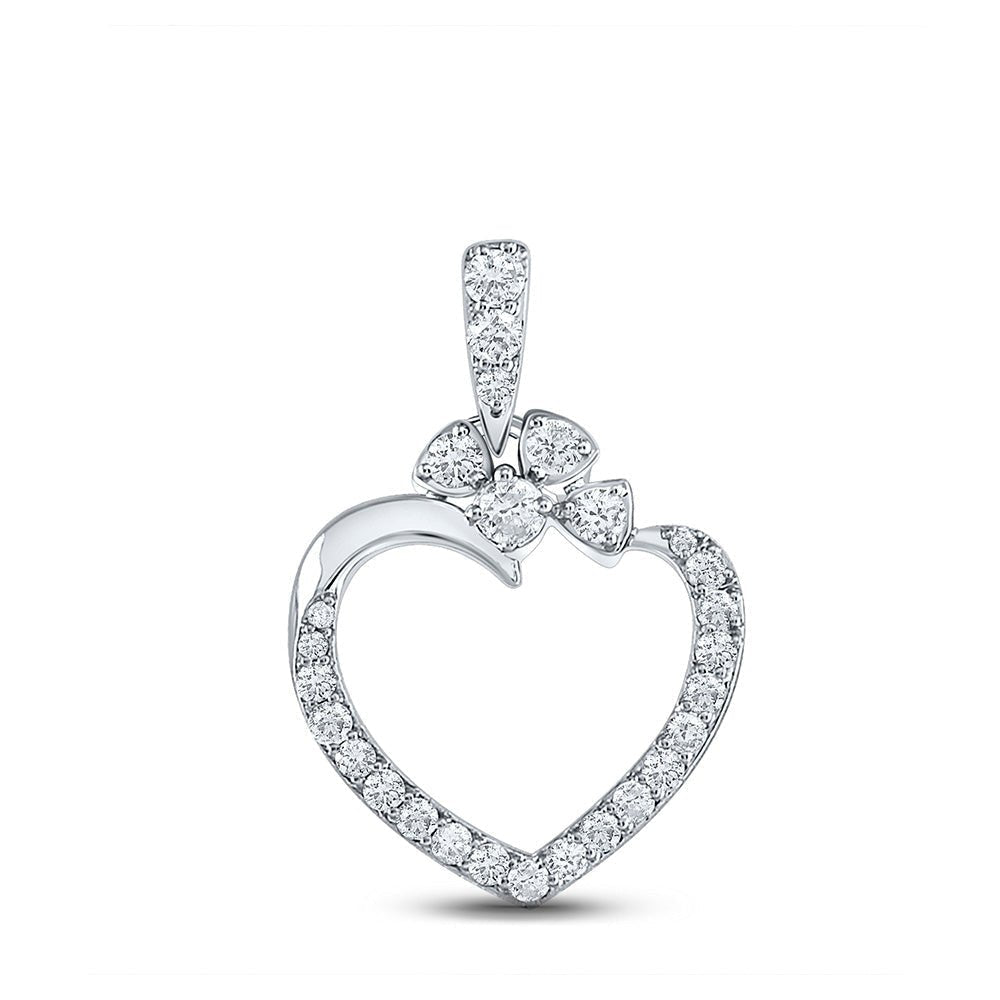 Radiant Love: 10kt White Gold Diamond Heart Pendant - Splendid Jewellery