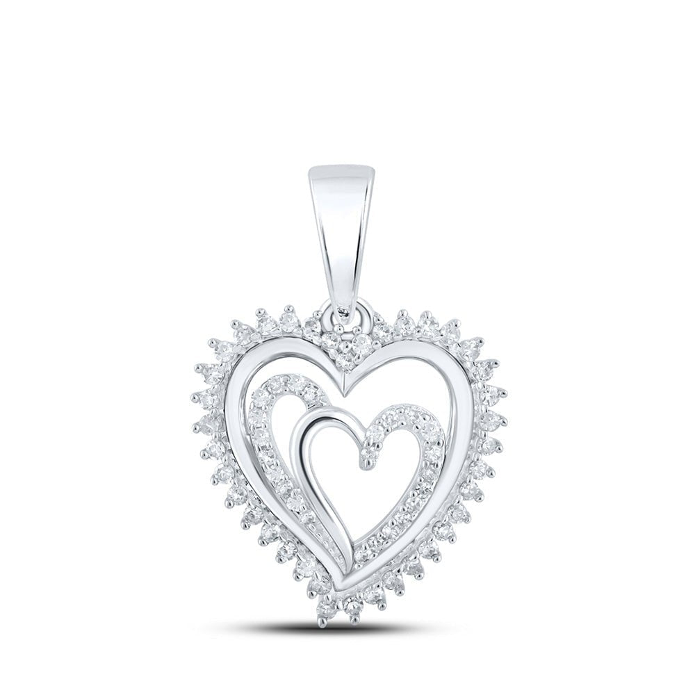 Radiant Love: 10kt White Gold Diamond Heart Pendant - Splendid Jewellery