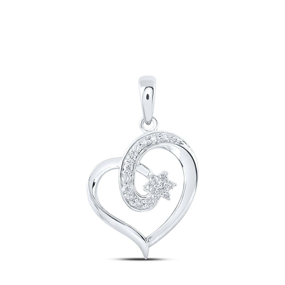 Radiant Love: 10kt White Gold Diamond Heart Pendant - Splendid Jewellery