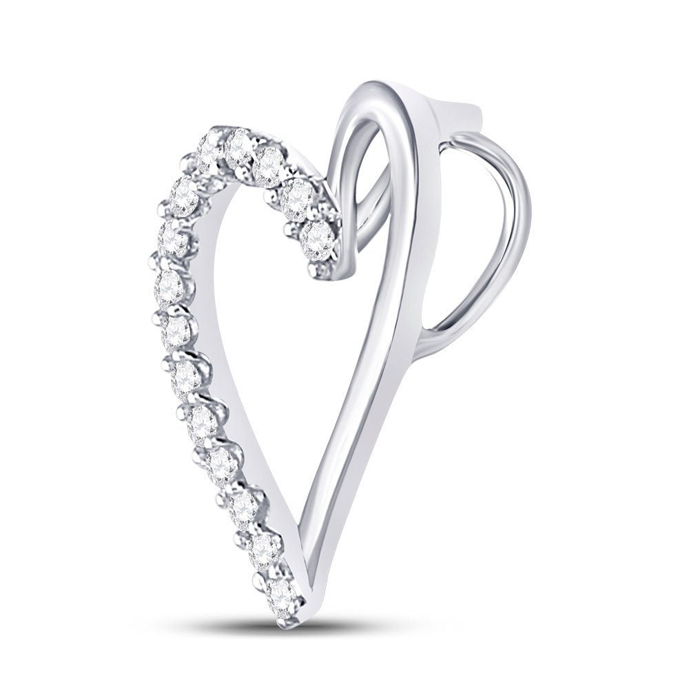 Radiant Love: 10kt White Gold Diamond Heart Pendant - Splendid Jewellery