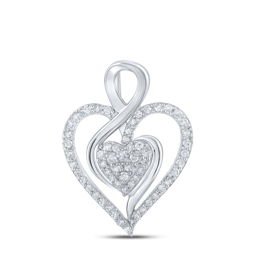 Radiant Love: 10kt White Gold Diamond Heart Pendant - Splendid Jewellery