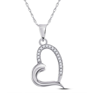 Radiant Love: 10kt White Gold Diamond Heart Pendant - Splendid Jewellery