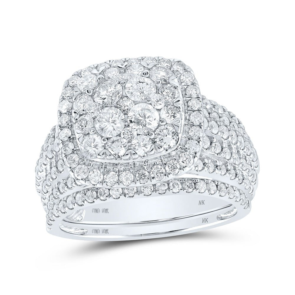 Radiant Love | 10kt White Gold Diamond Majesty Bridal Wedding Ring Band Set 2 Cttw - Splendid Jewellery