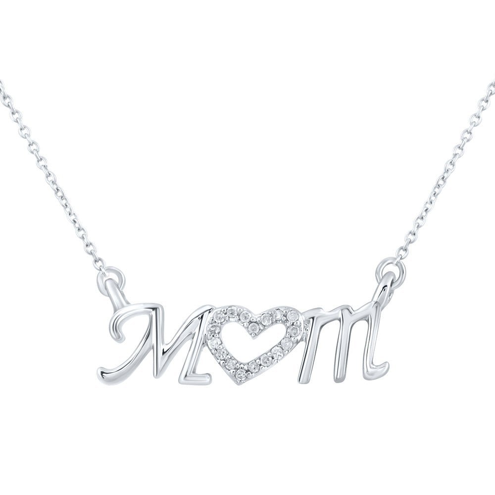 Radiant Love: 10kt White Gold Diamond Mom Necklace - Splendid Jewellery