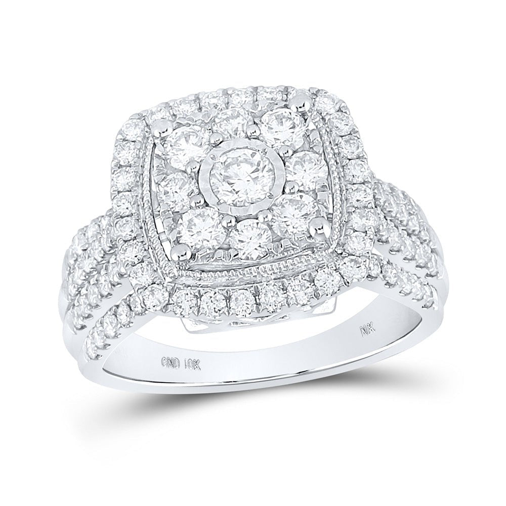Radiant Love: 10kt White Gold Diamond Square Bridal Wedding Engagement Ring - Splendid Jewellery