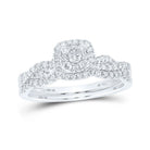 Radiant Love: 10kt White Gold Diamond Square Bridal Wedding Ring Band Set - Splendid Jewellery