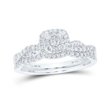 Load image into Gallery viewer, Radiant Love: 10kt White Gold Diamond Square Bridal Wedding Ring Band Set - Splendid Jewellery