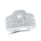 Radiant Love 10kt White Gold Diamond Square Bridal Wedding Ring Band Set - Splendid Jewellery