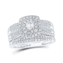 Load image into Gallery viewer, Radiant Love 10kt White Gold Diamond Square Bridal Wedding Ring Band Set - Splendid Jewellery