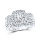 Radiant Love 10kt White Gold Diamond Square Bridal Wedding Ring Band Set - Splendid Jewellery