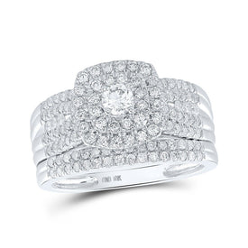 Radiant Love 10kt White Gold Diamond Square Bridal Wedding Ring Band Set - Splendid Jewellery