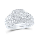 Radiant Love 10kt White Gold Diamond Square Cluster Wedding Ring Set - Splendid Jewellery