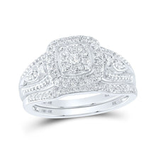 Load image into Gallery viewer, Radiant Love 10kt White Gold Diamond Square Cluster Wedding Ring Set - Splendid Jewellery