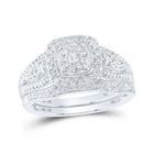 Radiant Love 10kt White Gold Diamond Square Cluster Wedding Ring Set - Splendid Jewellery