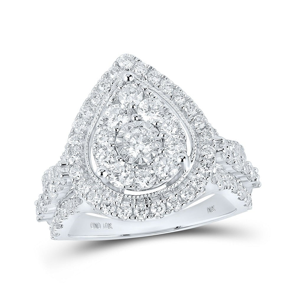 Radiant Love: 10kt White Gold Diamond Teardrop Bridal Wedding Engagement Ring - Splendid Jewellery