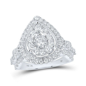 Radiant Love: 10kt White Gold Diamond Teardrop Bridal Wedding Engagement Ring - Splendid Jewellery