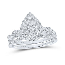 Load image into Gallery viewer, Radiant Love: 10kt White Gold Diamond Teardrop Bridal Wedding Ring Band Set - Splendid Jewellery