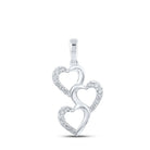 Radiant Love: 10kt White Gold Diamond Triple Heart Pendant - Splendid Jewellery