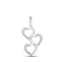 Load image into Gallery viewer, Radiant Love: 10kt White Gold Diamond Triple Heart Pendant - Splendid Jewellery