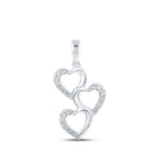 Radiant Love: 10kt White Gold Diamond Triple Heart Pendant - Splendid Jewellery