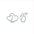 Radiant Love: 10kt White Gold Heart Diamond Earrings - Splendid Jewellery
