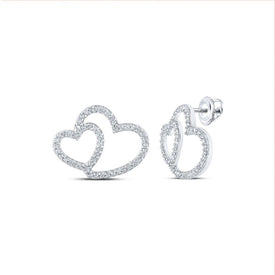 Radiant Love: 10kt White Gold Heart Diamond Earrings - Splendid Jewellery