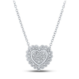 Radiant Love: 10kt White Gold Heart Diamond Pendant Necklace - Splendid Jewellery