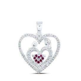 Radiant Love: 10kt White Gold Heart Pendant with Ruby and Diamonds - Splendid Jewellery