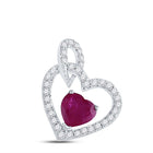Radiant Love: 10kt White Gold Heart Ruby Diamond Pendant Top view from the 10Kt White Gold Womens Heart Ruby Diamond Fashion Pendant 3 4 Cttwpin280153 collection by Splendid Jewellery