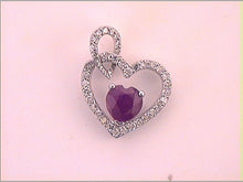 Load image into Gallery viewer, Radiant Love: 10kt White Gold Heart Ruby Diamond Pendant Side view from the 10Kt White Gold Womens Heart Ruby Diamond Fashion Pendant 3 4 Cttwpin280153 collection by Splendid Jewellery