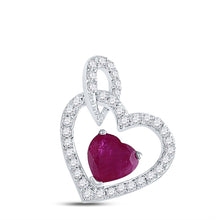 Load image into Gallery viewer, Radiant Love: 10kt White Gold Heart Ruby Diamond Pendant - Splendid Jewellery