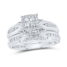 Radiant Love: 10kt White Gold His Hers Round Diamond Cluster Matching Wedding Set 1/2 Cttw - Alternate view 3 from Splendid Jewellery