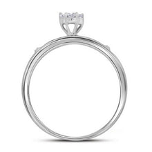Load image into Gallery viewer, Radiant Love: 10kt White Gold His Hers Round Diamond Cluster Matching Wedding Set - Splendid Jewellery
