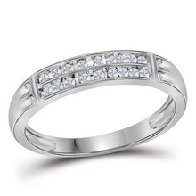 Load image into Gallery viewer, Radiant Love: 10kt White Gold His Hers Round Diamond Cluster Matching Wedding Set - Splendid Jewellery