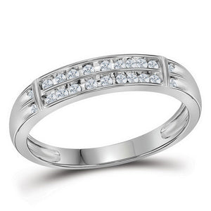 Radiant Love: 10kt White Gold His Hers Round Diamond Cluster Matching Wedding Set - Splendid Jewellery