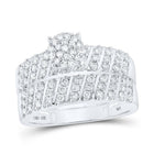 Radiant Love: 10kt White Gold His Hers Round Diamond Cluster Wedding Set - Alternate view 3 from Splendid Jewellery