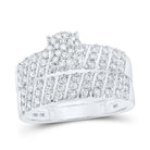 Radiant Love: 10kt White Gold His Hers Round Diamond Cluster Wedding Set - Splendid Jewellery