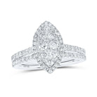 Radiant Love: 10kt White Gold Marquise Diamond Wedding Ring Band Set - Splendid Jewellery