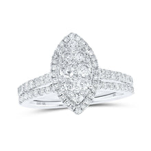 Load image into Gallery viewer, Radiant Love: 10kt White Gold Marquise Diamond Wedding Ring Band Set - Splendid Jewellery