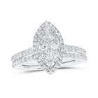 Radiant Love: 10kt White Gold Marquise Diamond Wedding Ring Band Set - Splendid Jewellery