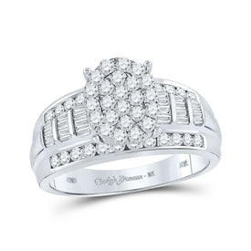 Radiant Love: 10kt White Gold Oval Diamond Bridal Wedding Ring - Splendid Jewellery