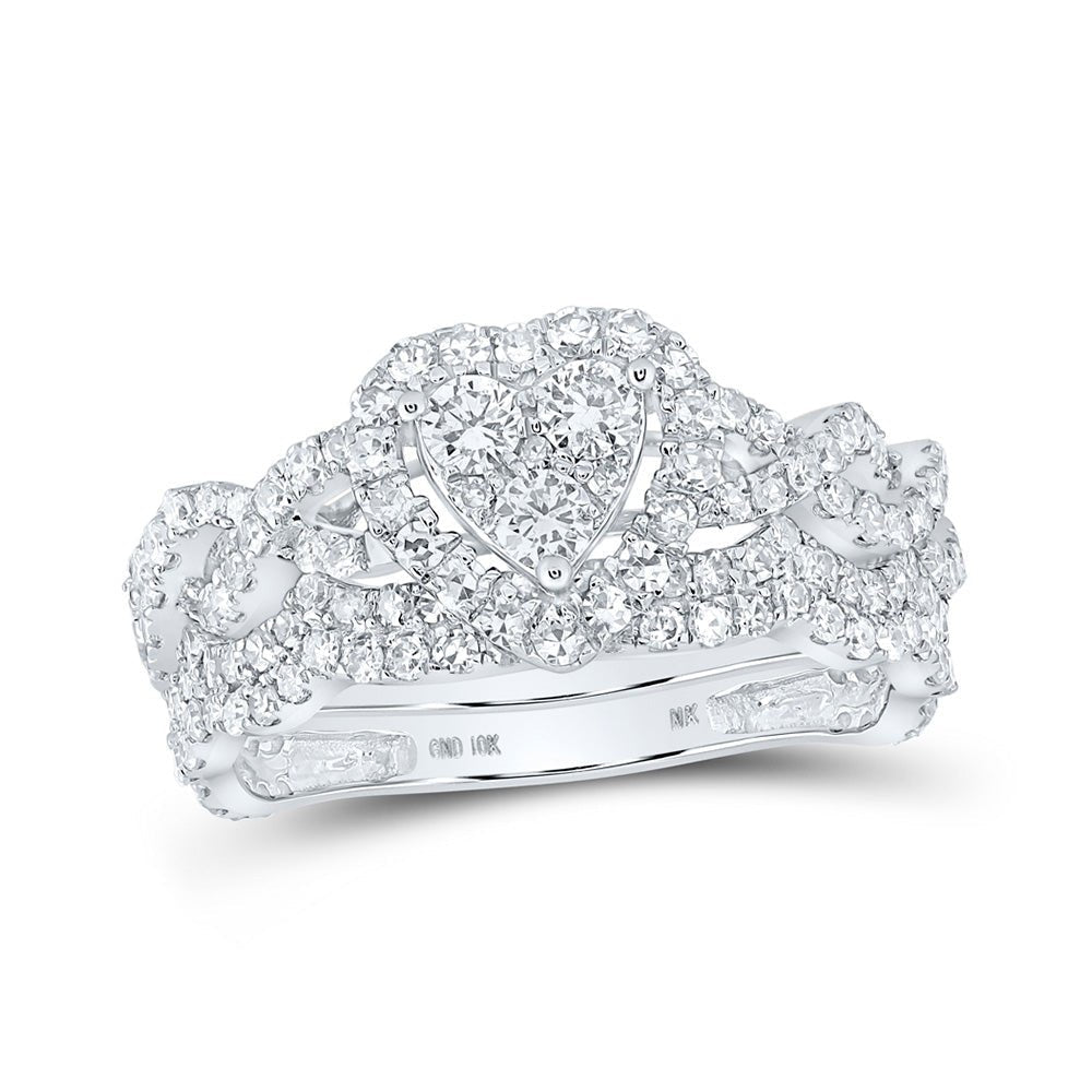 Radiant Love | 10kt White Gold Round Diamond Bridal Wedding Ring Band Set 1 - 1/4 Cttw | Splendid Jewellery - Splendid Jewellery