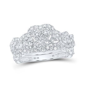Radiant Love | 10kt White Gold Round Diamond Bridal Wedding Ring Band Set 1 - 1/4 Cttw | Splendid Jewellery - Splendid Jewellery