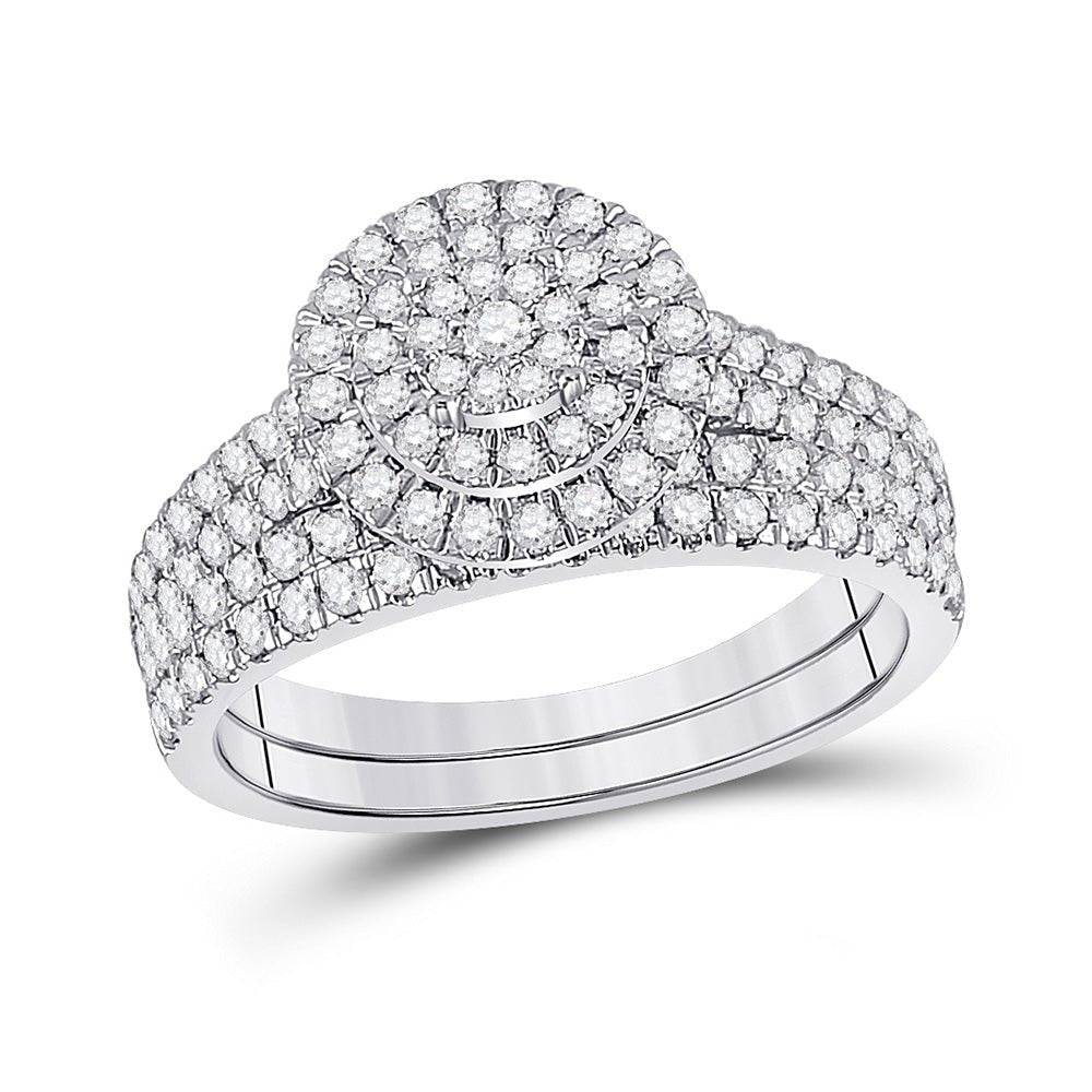 Radiant Love 10kt White Gold Round Diamond Bridal Wedding Ring Band Set 1 Cttw - Splendid Jewellery